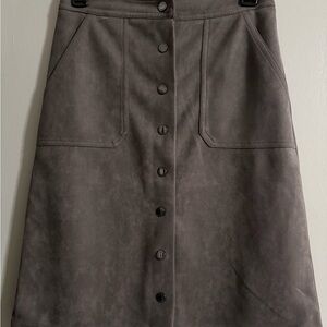 Tahari Charcoal Button-Down A-Line Skirt